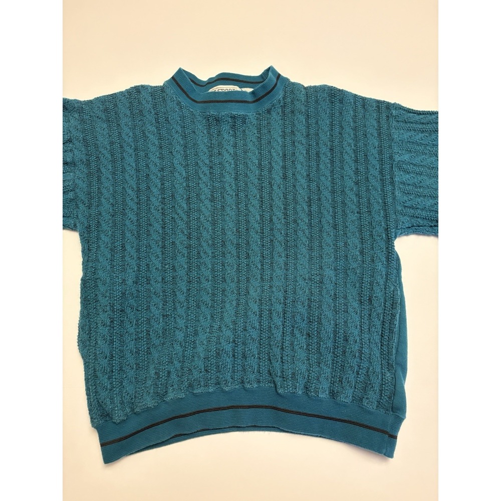 CC Sport Pullover Knit Teal Long Sleeve Vintage Grandpa Cottage Indie Sweater